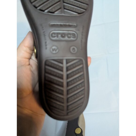 Crocs Sanrah Circle Matte Slide On Sandals Sz 6 Brown Gold - Picture 6 of 10